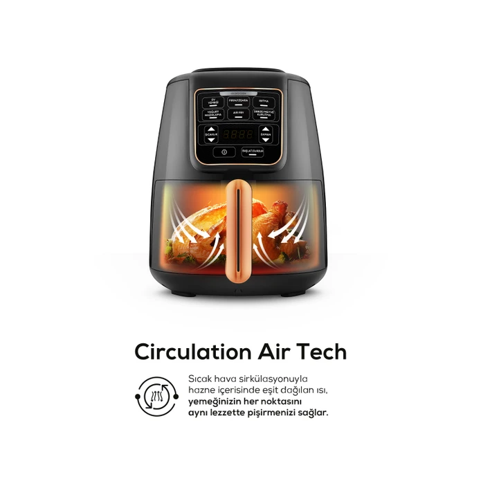 Karaca Air Pro Cook XL 2 in 1 Airfryer Black Copper 4 Nəfərlik
